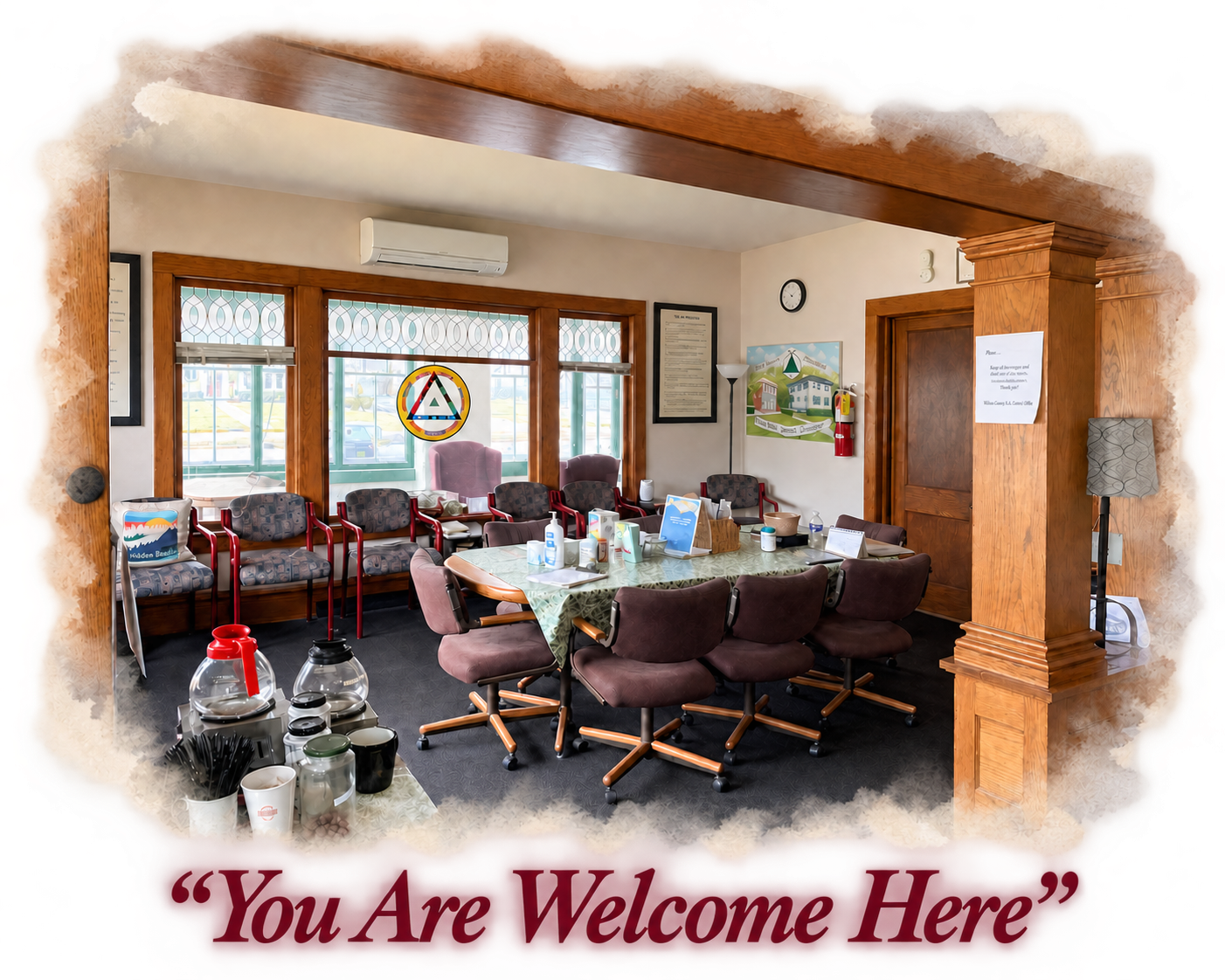 Walworth County Alano Club meeting room — You Are Welcome Here
